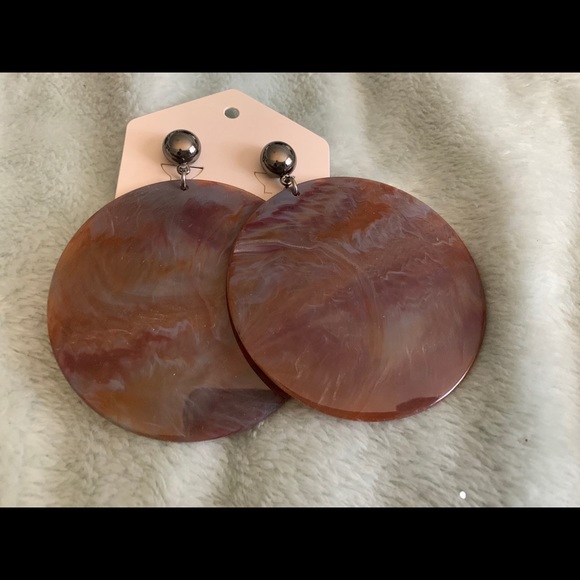 Pono earring pierced large oversized resin discs amber color nwt great gift - Picture 1 of 3